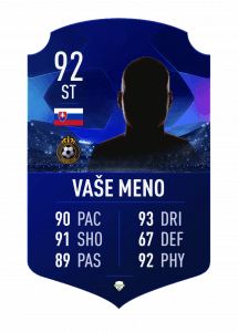 FutCard: Futbalový darček pre hráčov a fanúšikov –  Vlastná futbalová karta - Liga Majstrov 21