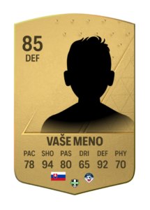 Vlastná Futbalová Karta FutCard - Non Rare Gold 24